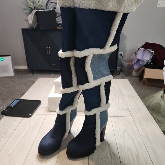 ✨ I Am JenniferLe VAUGHAN II Denim Heel Boots – Size 10 ✨ - Picture 7 of 12